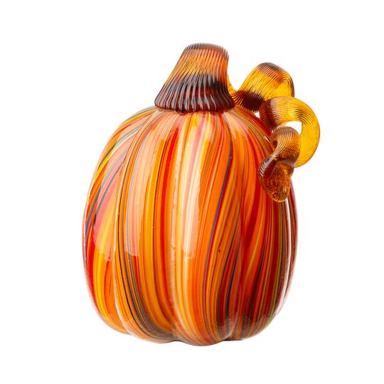 Glitzhome® 5.5" Multi Striped Glass Pumpkin